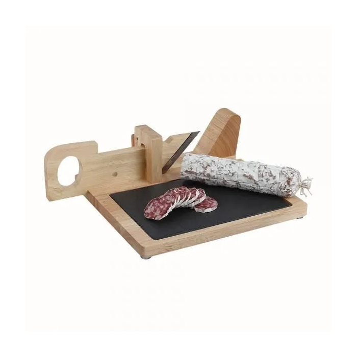 Livoo MEC127 Guillotina para Embutidos con Tapa de Madera de Caucho y Hoja de Acero Inoxidable 1