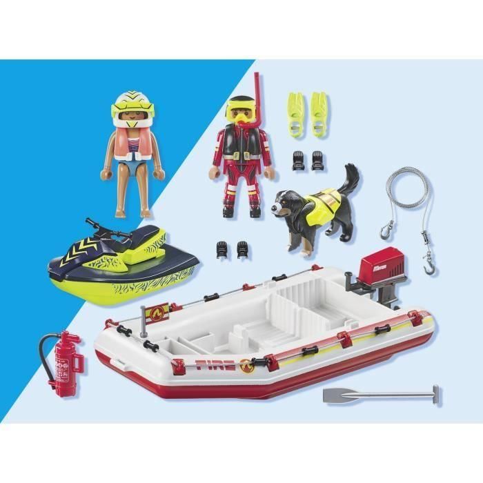 Playmobil Action Bote de Bomberos con Moto Acuática – Incluye 2 Figuras, Perro y Accesorios – Edad Recomendada +4 Años 5