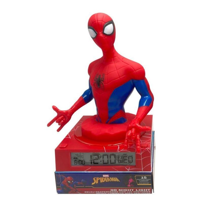 Lampara 3D con despertador Spiderman Marvel 1 Lampara 3D con despertador Spiderman Marvel 1