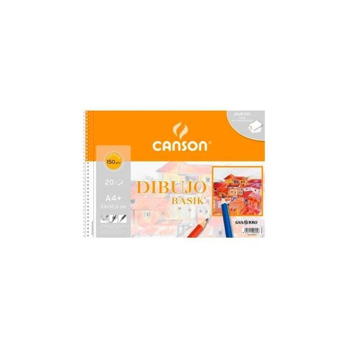 Canson Bloc Dibujo Basik Espiral 20H A4+ 150 gr Microperforado Pack 10 Ud Blanco Natural