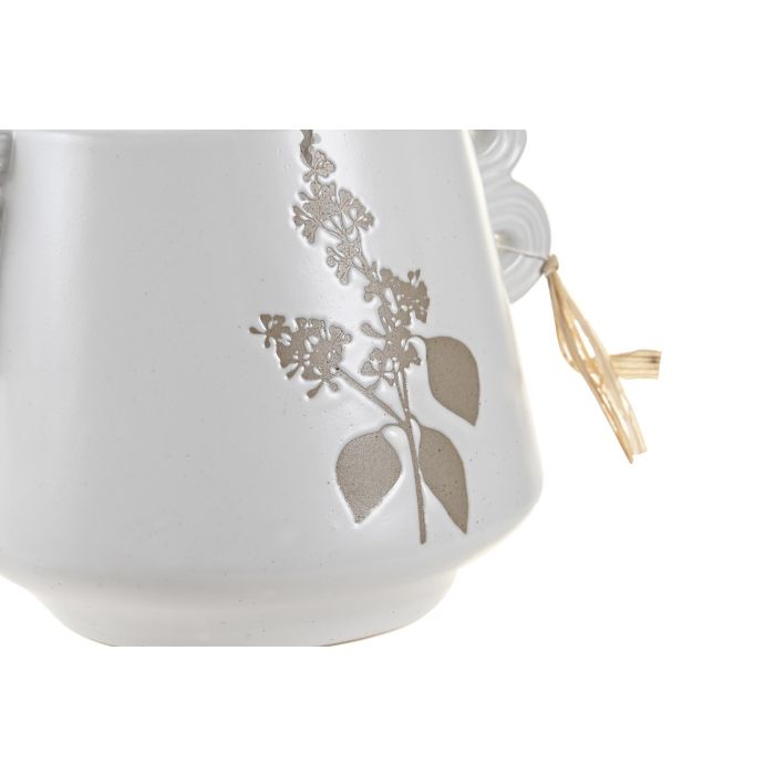 DKD Home Decor Jarrón Boho Blanco Beige Gres Hecho a Mano 15 x 13 x 18 cm (2 Unidades) 1