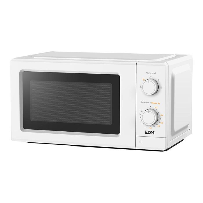 Edm Microondas 700W Blanco 20L Temporizador hasta 30 min Descongelación Plato Giratorio ø24,5 cm 0 Edm Microondas 700W Blanco 20L Temporizador hasta 30 min Descongelación Plato Giratorio ø24,5 cm 0