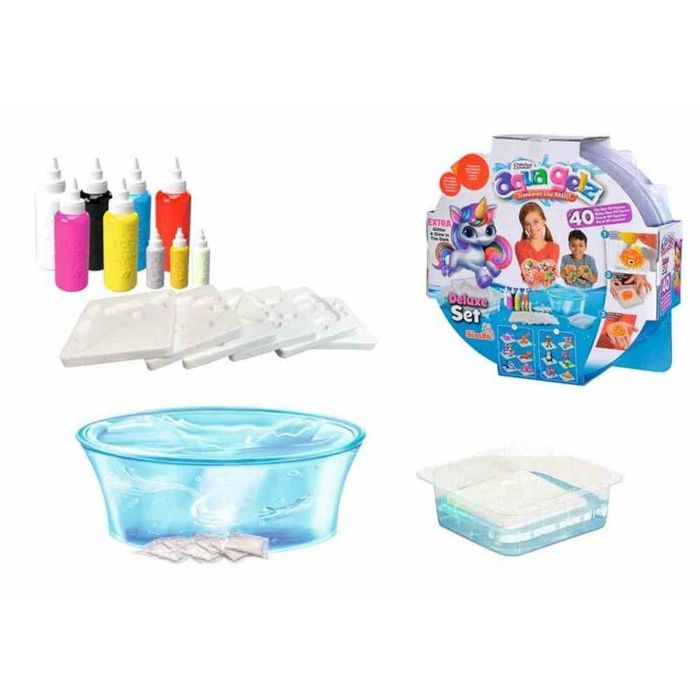 Aqua gelz set deluxe con 9 botes de colores, 6 moldes, 6 sobres de mezcla y un bol. 4 Aqua gelz set deluxe con 9 botes de colores, 6 moldes, 6 sobres de mezcla y un bol. 4