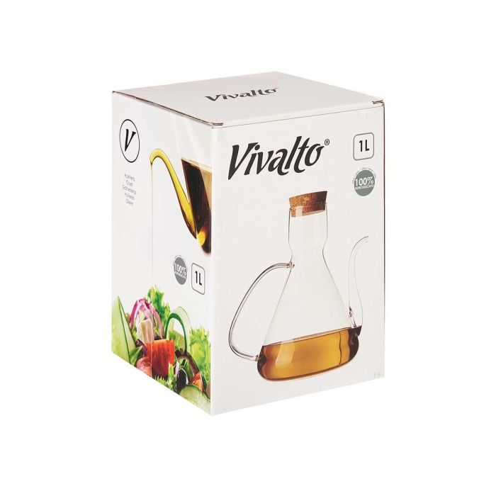 Aceitera de vidrio borosilicato con tapa de corcho 1000 ml Vivalto - 19x20x13 cm (6 Unidades) 2 Aceitera de vidrio borosilicato con tapa de corcho 1000 ml Vivalto - 19x20x13 cm (6 Unidades) 2