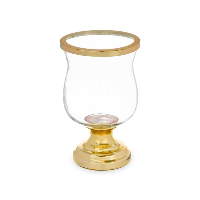 Portavela Copa Abombada Dorada Giftdecor 15.5x26x15.5 cm - Cristal y Acero (6 Unidades) 1