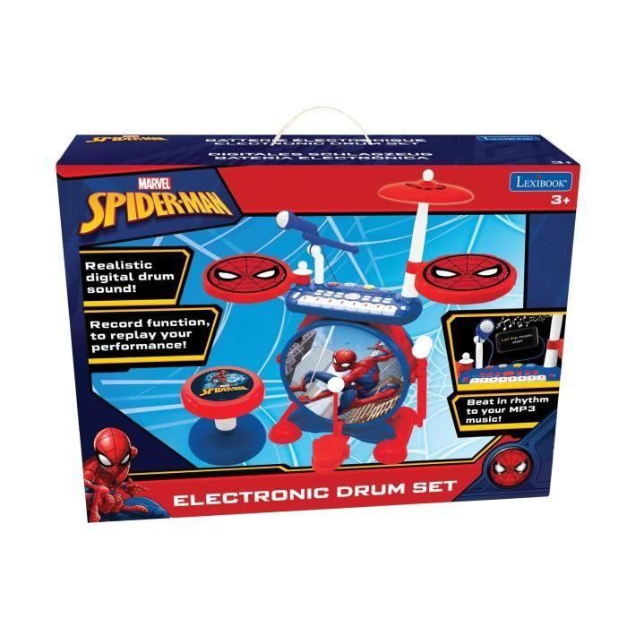 Lexibook SPIDER-MAN Kit Batería Electrónica Ligera con Teclado, Platillos, Bombo, Micrófono y Taburete - Grabación MP3 4