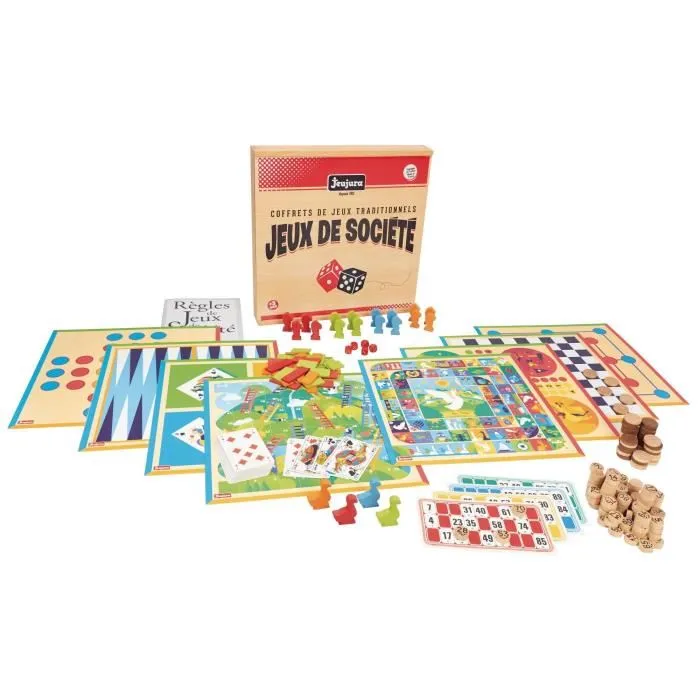 Jeujura Caja de Juegos de Mesa Tradicional de Madera con Múltiples Juegos Clásicos para Niños y Adultos 4
