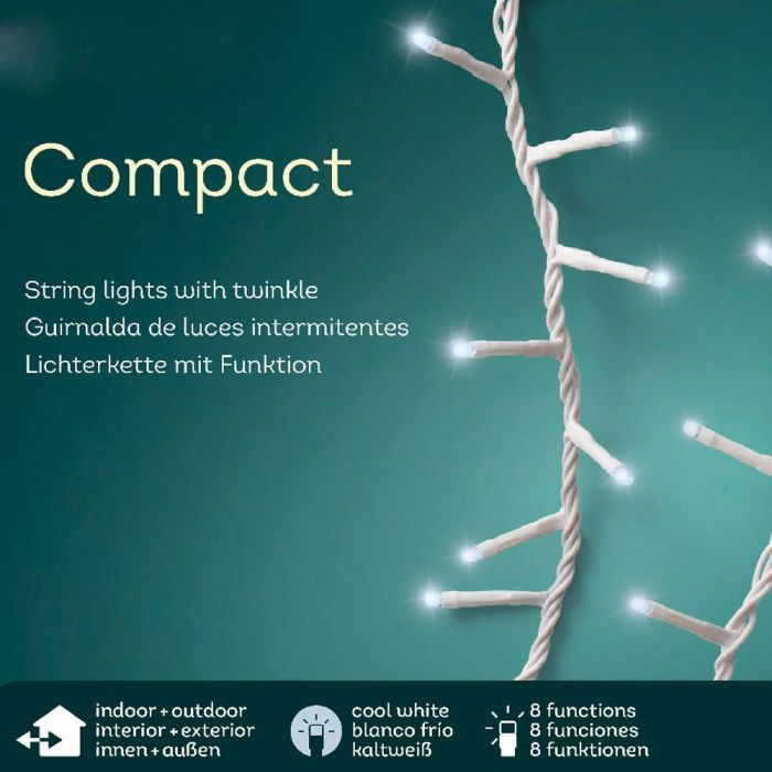 Lumineo Guirnalda LED Compact 500 LEDs Parpadeante Exterior Blanco Frío Cable Blanco 16m IP44 con Temporizador 2