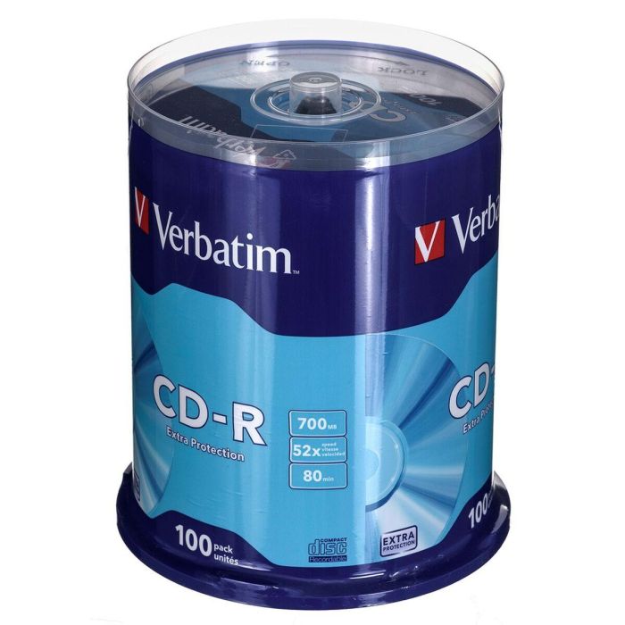 Verbatim 43411 CD-R Datalife 700MB 52X Tarrina 100 unidades Superficie Extra Protection 3 Verbatim 43411 CD-R Datalife 700MB 52X Tarrina 100 unidades Superficie Extra Protection 3