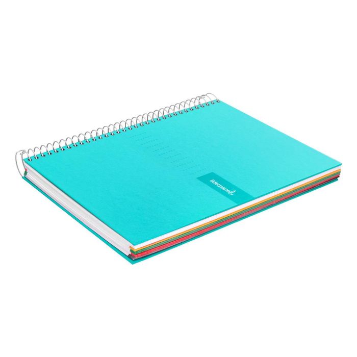 Cuaderno Espiral Liderpapel A4 Micro Crafty Tapa Forrada 120H 90 gr Cuadro 5 mm 5 Bandas 4 Taladros Color Turquesa 5