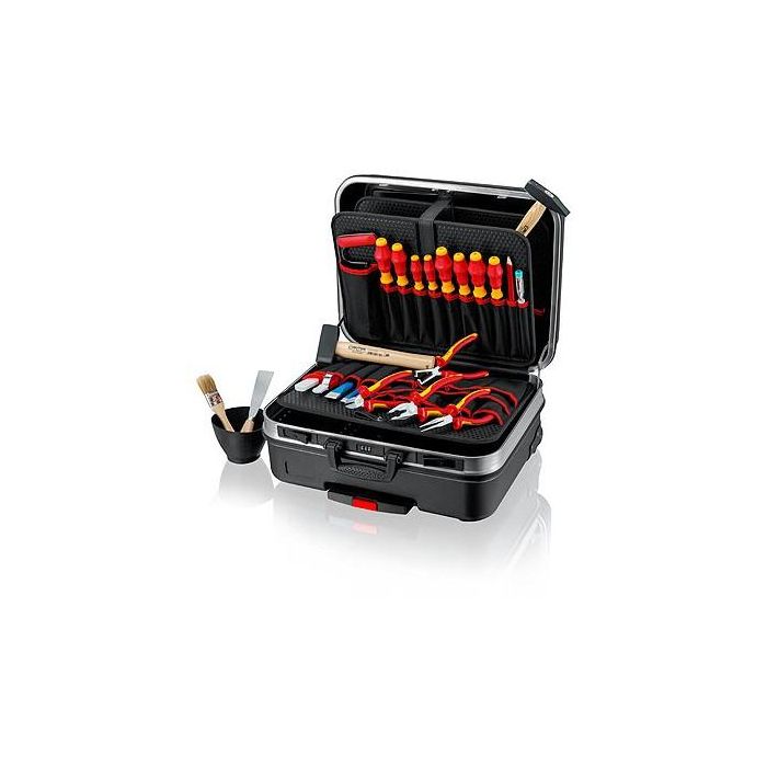 Knipex BIG Basic Move Elektro Werkzeugkoffer, Maleta de Herramientas Eléctricas con Alicates, Destornilladores, Sierra y Cortacables, Cierre de Código