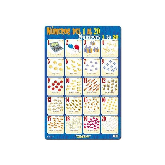 Lamina Escolar Erik Pvc 40X59,5 Didactica Numeros Del 1 Al 20