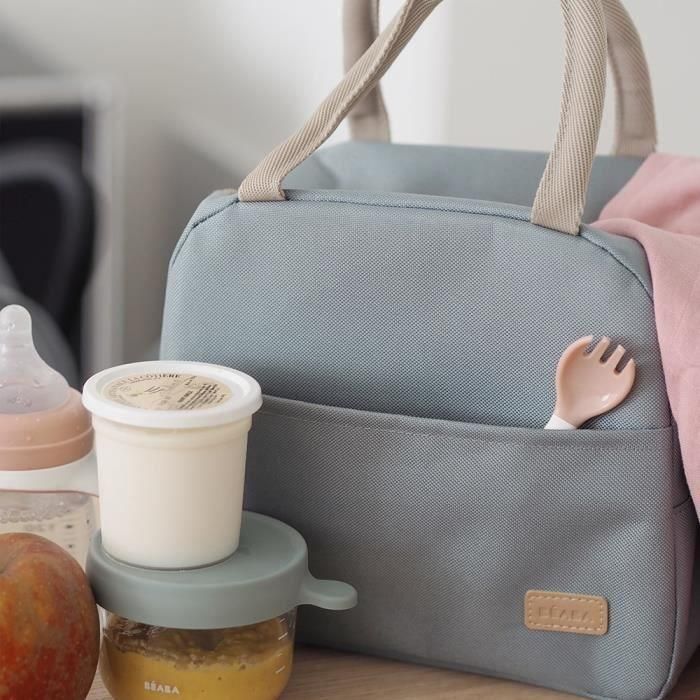 Beaba Portameriendas Isotérmico Verde Salvia | Lonchera Térmica para Comida y Biberones, Mantiene Caliente/Fría, Asas y Bolsillo Amplio 4