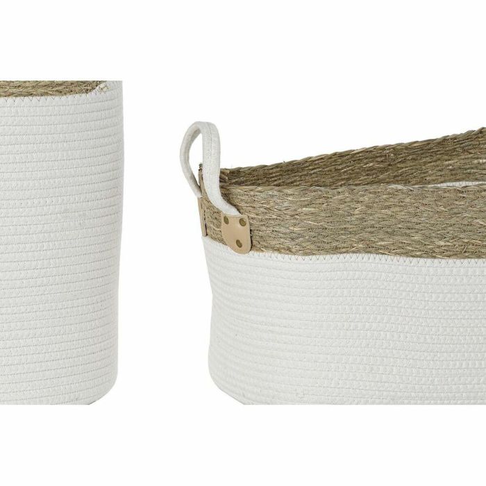 Juego de Cestas DKD Home Decor Blanco Marrón Fibra natural 41 x 41 x 52,5 cm 1 Juego de Cestas DKD Home Decor Blanco Marrón Fibra natural 41 x 41 x 52,5 cm 1