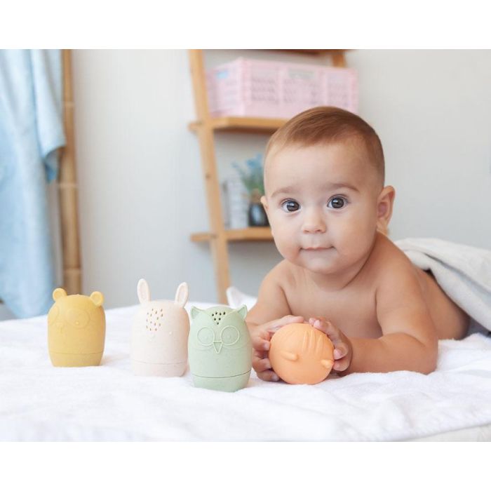 KioKids Juego de 4 Animalitos para el Baño Antimoho de PVC y Fibra de Trigo Multicolor +3 Meses 1