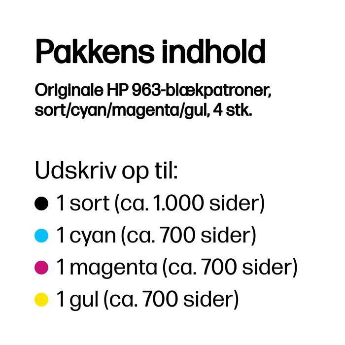 HP Tinta BK, C, M, Y para Officejet Pro 9000 Series - Nº 963 Pack De 4 2 HP Tinta BK, C, M, Y para Officejet Pro 9000 Series - Nº 963 Pack De 4 2