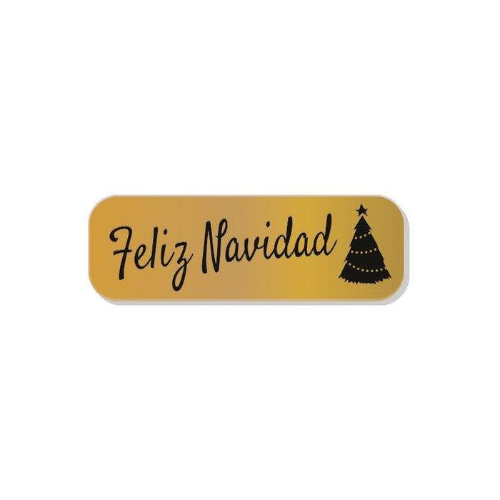 Etiquetas Regalo Adh. Holograficas Rollo 250 Uds. 45X15 Feliz Navidad Oro