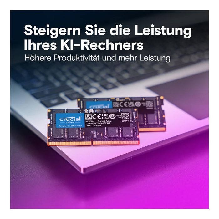 Crucial CT2K32G64C52CS5 - Kit de Memoria RAM 64GB (2x32GB) DDR5 6400 MT/s SO-DIMM para Portátil, CL52, Negro