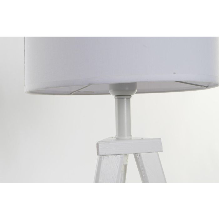 DKD Home Decor Lámpara de Sobremesa Escandinava Blanco de Madera y Poliéster para Iluminación Interior, E27, 50W, 30x72x30 cm 2 DKD Home Decor Lámpara de Sobremesa Escandinava Blanco de Madera y Poliéster para Iluminación Interior, E27, 50W, 30x72x30 cm 2