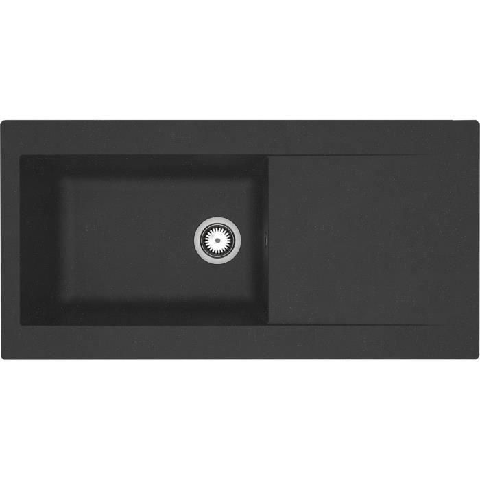 STRADOUR Fregadero empotrado de resina Lierra 1000x500mm 1 cubeta grande - Negro - Fabricación francesa STRADOUR Fregadero empotrado de resina Lierra 1000x500mm 1 cubeta grande - Negro - Fabricación francesa