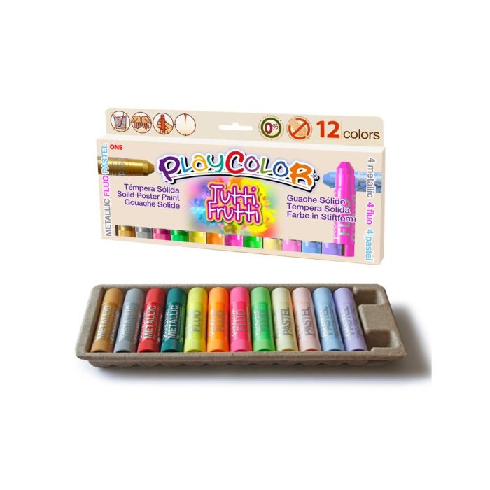 Tempera Solida Playcolor Tutti Frutti One Caja De 12 Unidades Colores Surtidos