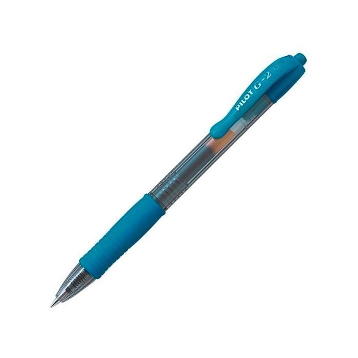 Pilot Bolígrafo de Tinta Gel G-2 0.7 mm Azul Turquesa Retráctil con Grip de Caucho