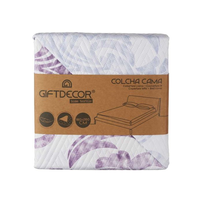 Colcha Reversible Giftdecor 180x260 cm - Blanco y Morado, 100% Poliéster (6 Unidades) 2 Colcha Reversible Giftdecor 180x260 cm - Blanco y Morado, 100% Poliéster (6 Unidades) 2