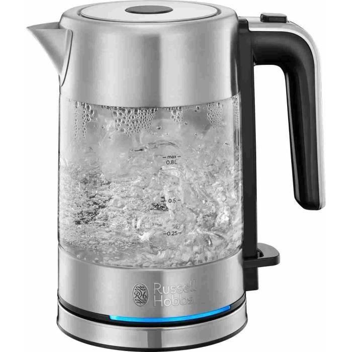Russell Hobbs 24191-70 Hervidor de vidrio compacto 0.8 L 2200 W, acero inoxidable e iluminación azul 0 Russell Hobbs 24191-70 Hervidor de vidrio compacto 0.8 L 2200 W, acero inoxidable e iluminación azul 0