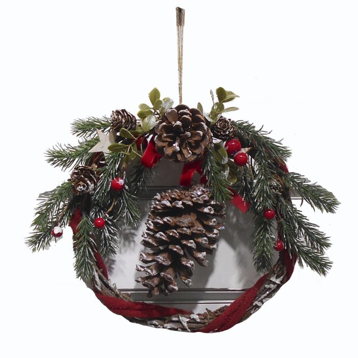 Decoracion Colgante Navidad Alpina DKD Home Decor Marron Rojo 8 x 23 x 30 cm (6 Unidades)