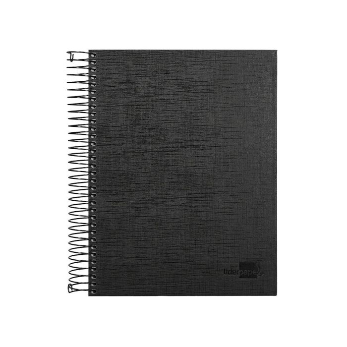 Cuaderno Espiral Liderpapel A5 Micro Papercoat Tapa Forrada 140H 75 gr Cuadro5 mm 5 Bandas 6 Taladros Negro 2