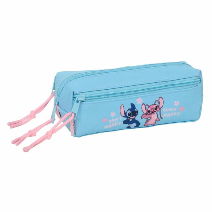 Safta Estuche Escolar Portatodo Triple Stitch "Happy" con Goma Elástica para Lápices 20cm, 22x8,5x6 cm