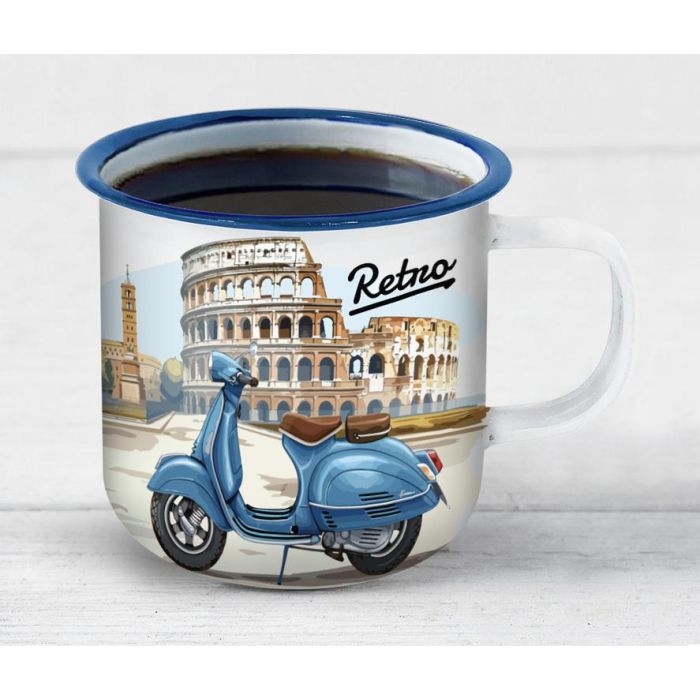 Inde Mug Esmaltada Blanca Bike 150 ml 2 Inde Mug Esmaltada Blanca Bike 150 ml 2