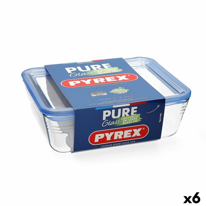 Fiambrera Hermética Pyrex Pure Glass Transparente Vidrio (800 ml) (6 Unidades)