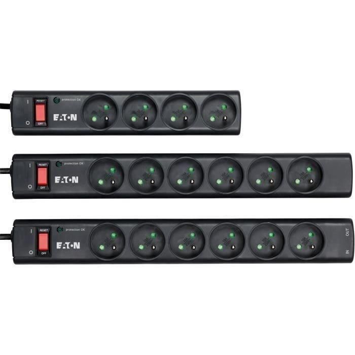 Eaton Regleta Protectora Supresor de Sobretensiones, 6 Tomas Tipo FR, Protección de Línea Telefónica y Eléctrica, 2.50 kVA, 230 V CA Eaton Regleta Protectora Supresor de Sobretensiones, 6 Tomas Tipo FR, Protección de Línea Telefónica y Eléctrica, 2.50 kVA, 230 V CA
