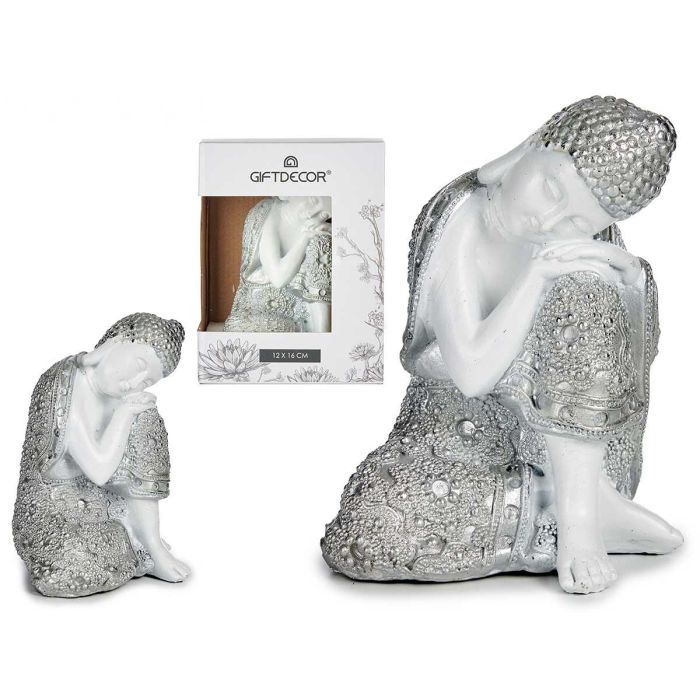 Giftdecor Buda Sentado Lateral Resina Blanco Plata 10.5x15x12 cm (8 Unidades) Giftdecor Buda Sentado Lateral Resina Blanco Plata 10.5x15x12 cm (8 Unidades)