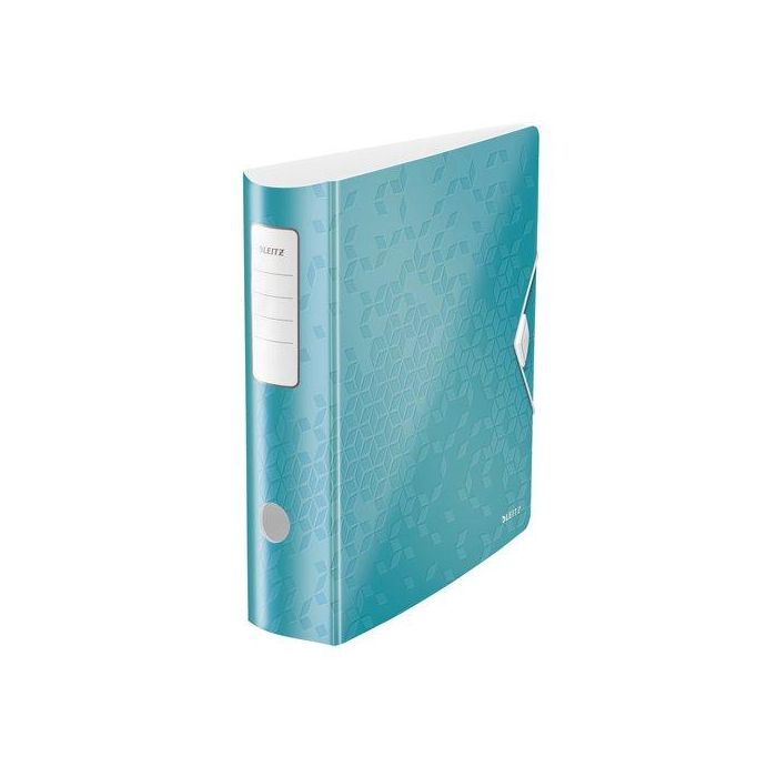 Archivador Palanca Leitz Active Wow Polyfoam A4 180º 75Mm Lomo Curvado Y Cierre Con Goma Turquesa Metalizado (Set de 5)
