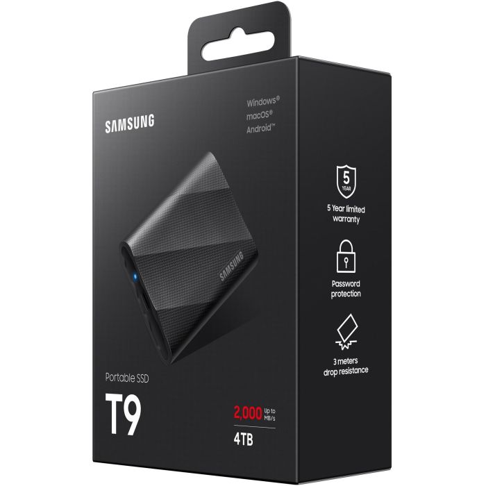 Samsung MU-PG4T0B Portable T9 SSD 4TB USB 3.2 Gen 2 Tipo C 2000MB/s Protección Contraseña Negro 2 Samsung MU-PG4T0B Portable T9 SSD 4TB USB 3.2 Gen 2 Tipo C 2000MB/s Protección Contraseña Negro 2
