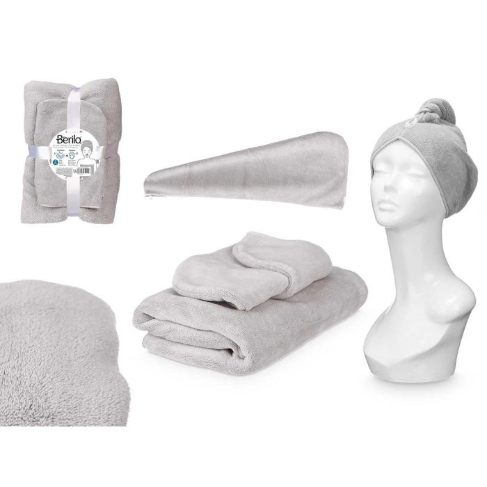 Toalla Capucha Gris Claro Berilo 22x11x25 cm - Juego 70x140 cm + Capa 25x65 cm (6 Unidades) Toalla Capucha Gris Claro Berilo 22x11x25 cm - Juego 70x140 cm + Capa 25x65 cm (6 Unidades)
