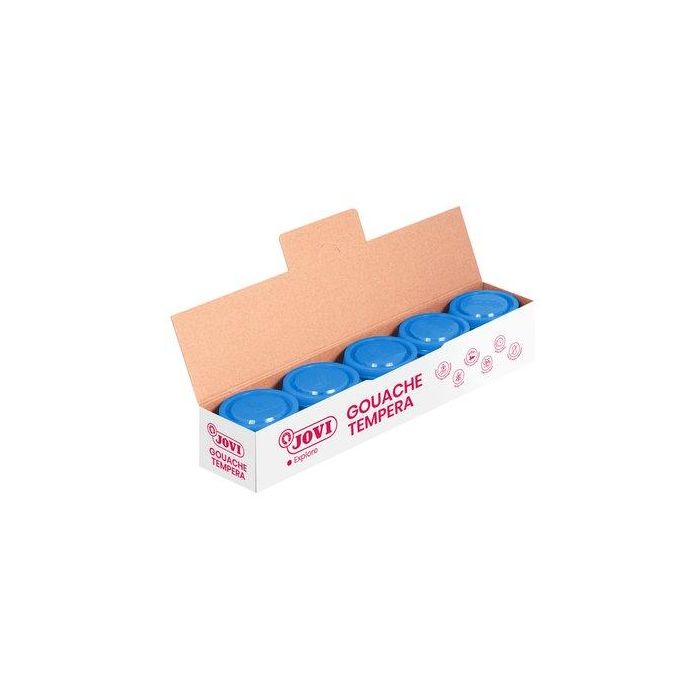 Jovi Tempera escolar 35 ml azul cyan para papel, cartulina, madera y tela