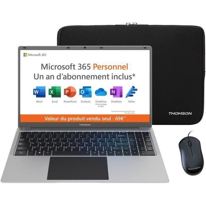 Thomson TH15C4SL128CMS Portátil NEO15 15.6" HD, N4020, 4GB RAM, 128GB SSD, Windows 11S, Blanco, con Office, Funda y Ratón 0 Thomson TH15C4SL128CMS Portátil NEO15 15.6" HD, N4020, 4GB RAM, 128GB SSD, Windows 11S, Blanco, con Office, Funda y Ratón 0