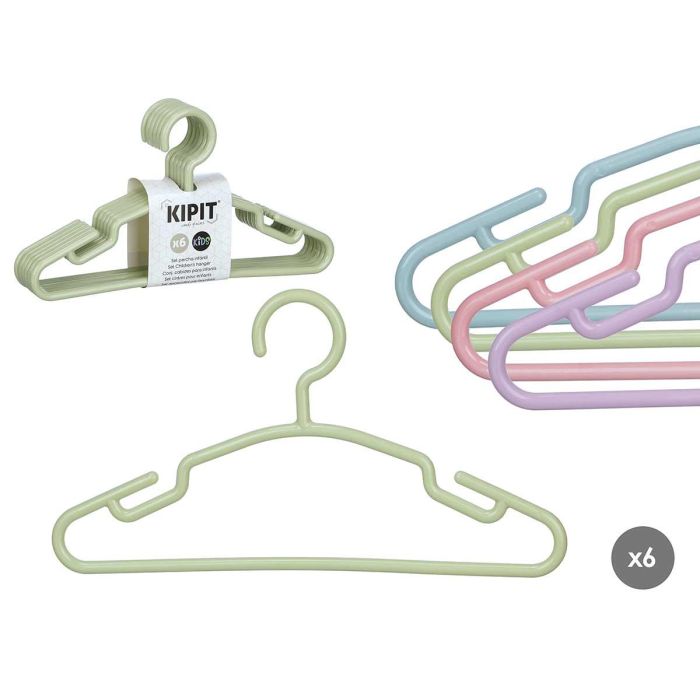 Set 6 Perchas Infantil Colores Pastel Kipit 29.5x16.5x5 cm (24 Unidades) Set 6 Perchas Infantil Colores Pastel Kipit 29.5x16.5x5 cm (24 Unidades)