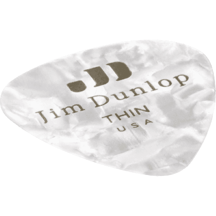 Dunlop Pack 12 Púas Guitarra Genuine Celluloid Blanco Perlado Thin