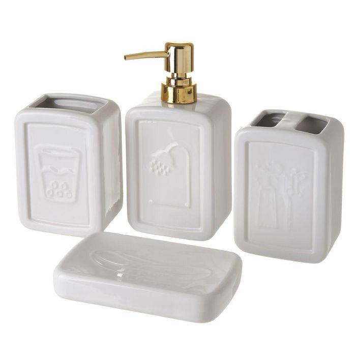 Set de Baño Blanco Cerámica 27,5 x 7 x 24 cm