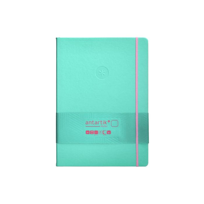 Cuaderno Con Gomilla Antartik Notes Tapa Dura A4 Hojas Lisas Rosa Y Turquesa 100 Hojas 80 gr Fsc 1