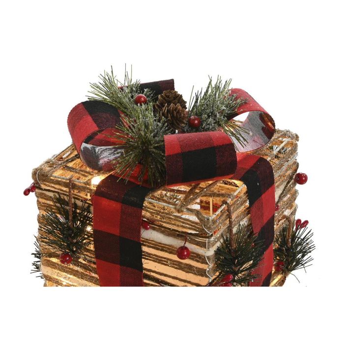 Regalo Navidad Alpina DKD Home Decor Natural Rojo 25 x 25 x 25 cm Set de 3 3