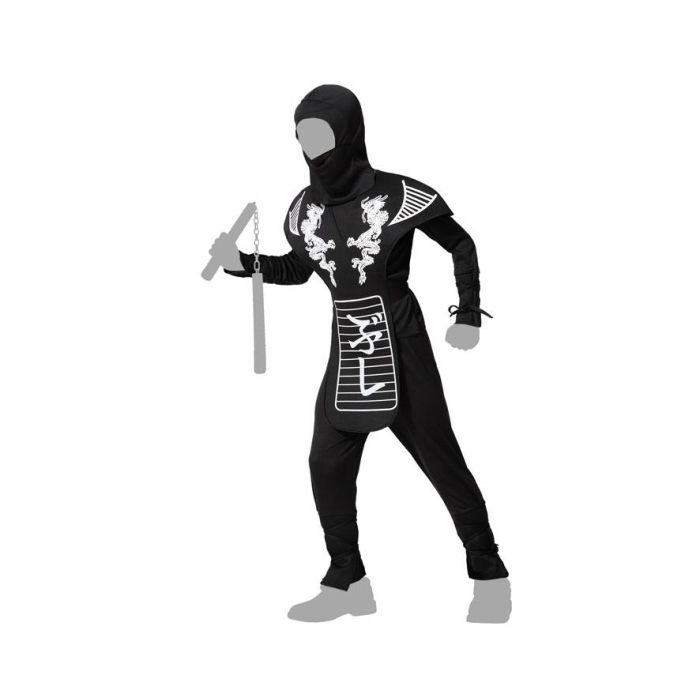 Disfraz Ninja Niño Infantil Negro Y Blanco 10-12 Años 4 Disfraz Ninja Niño Infantil Negro Y Blanco 10-12 Años 4