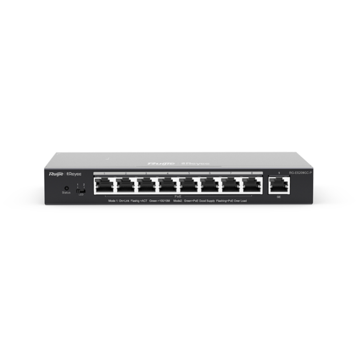 Ruijie Networks RG-ES209GC-P switch Gestionado Gigabit Ethernet (10/100/1000) Energía sobre Ethernet (PoE) Negro Ruijie Networks RG-ES209GC-P switch Gestionado Gigabit Ethernet (10/100/1000) Energía sobre Ethernet (PoE) Negro