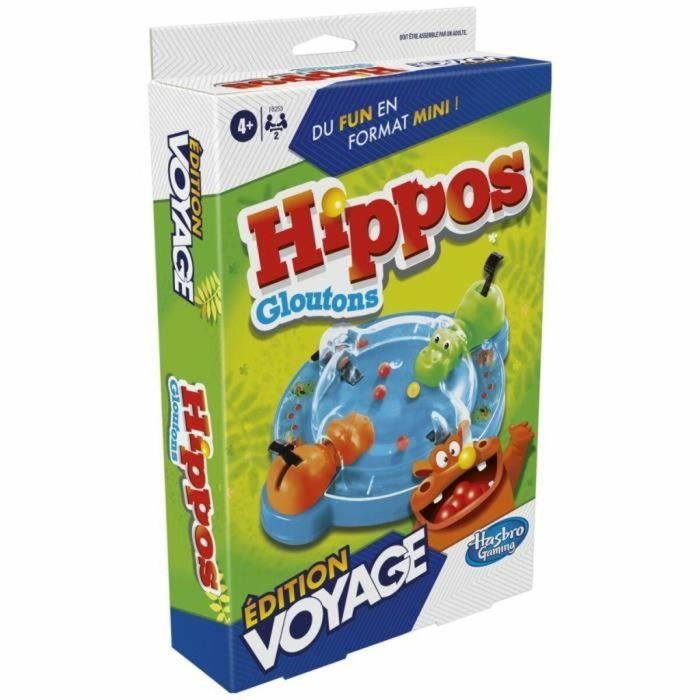 Gluttonous Hippos Travel, juego de mesa de viaje para 2 jugadores, 4 años, Hasbro Gaming 1