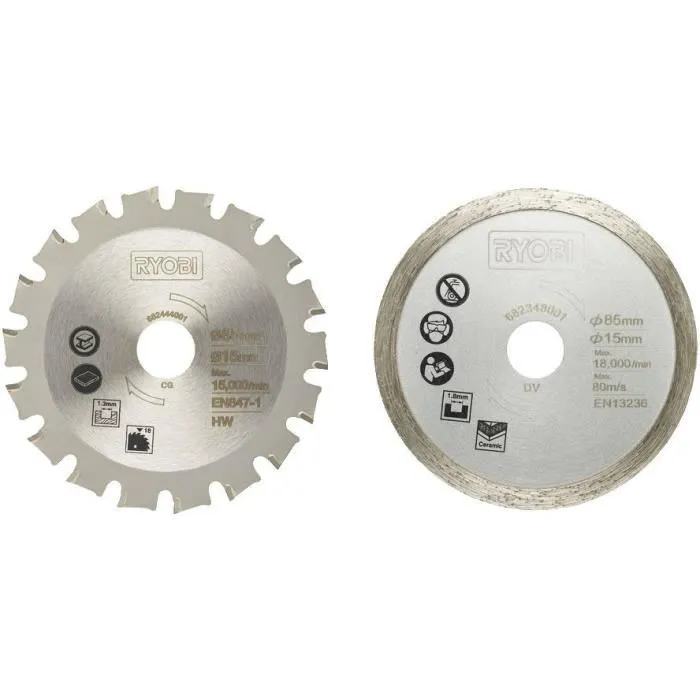 Ryobi RAKMMS02K Kit 2 Hojas Sierra Multimaterial R18MMS (Madera/Metal y Azulejos) 2