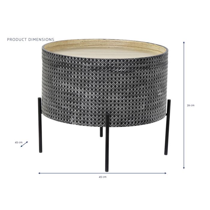 DKD Home Decor Mesita Auxiliar Urban Cuadrada Desmontable, de MDF y Metal, Plateado y Negro, 45 cm Ancho x 45 cm Fondo x 39 cm Alto 3